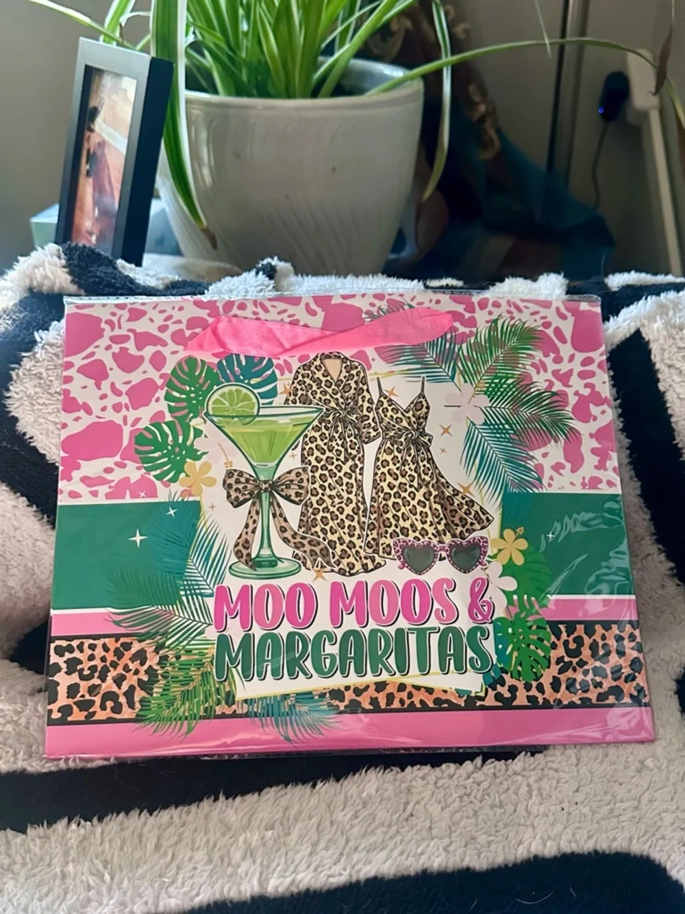 Moo Moos and Margaritas Party Gift Bag with Tissue Paper and Card